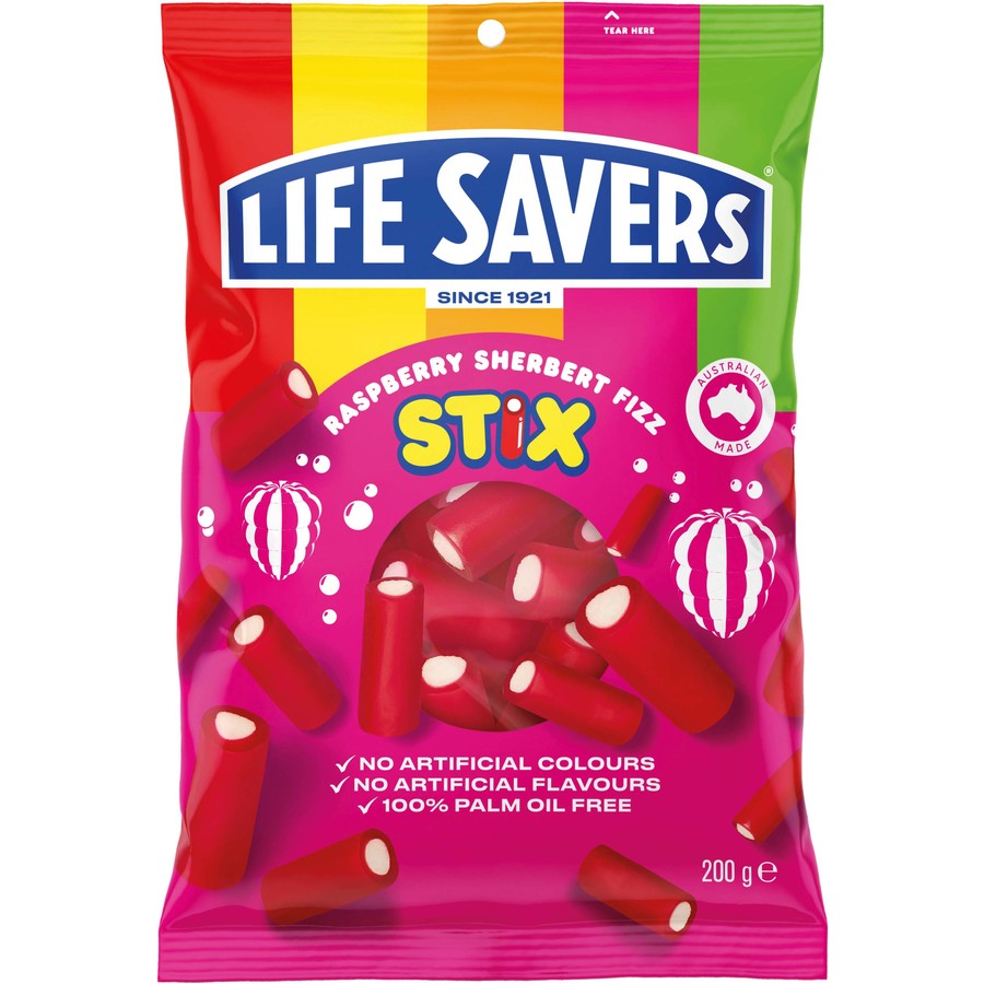 Life Saver Stix Raspberry Sherbert Fizz 200g